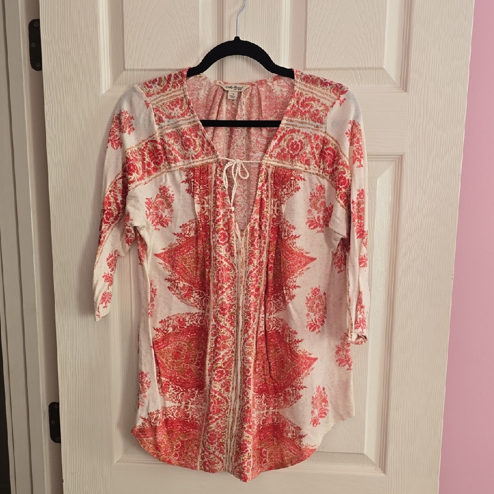 Lucky Brand Red and White Bohemian Tunic
